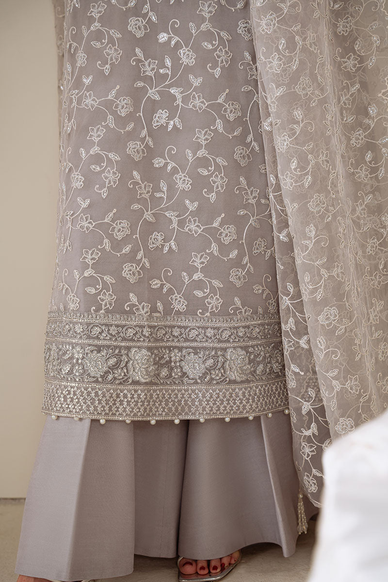 Cross Stitch - PEARL GRAY - Chiffon - 4 Piece - Unstitched