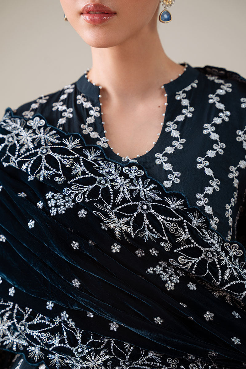 Cross Stitch - TROPICAL TEAL - Chiffon - 3 Piece - Unstitched