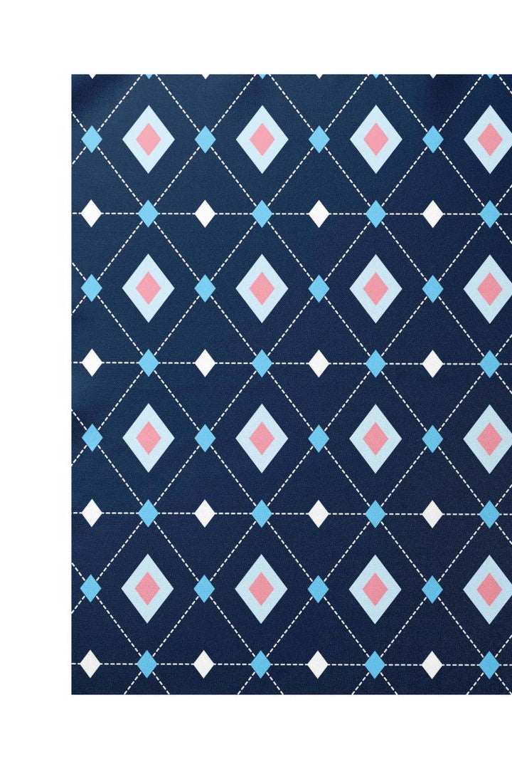 Black Wolf - DIAMOND BLUE GEOMETRIC Silk Ascot - 1 Piece