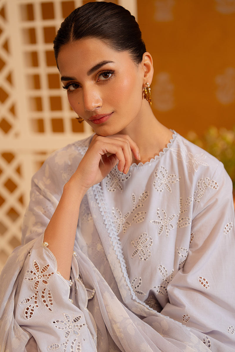 Cross Stitch - Lavender Ash Chikankari Lawn Unstitch Suit For Women - 3 Piece