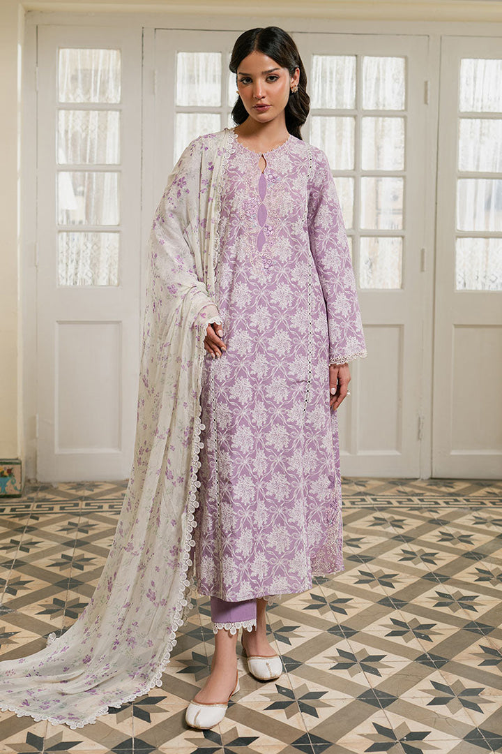 Cross Stitch - Lawn Lavender Muse Unstitch Suit For Women - 3 Piece