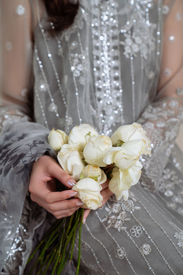 Cross Stitch - Smoky Radiance Grey Unstitch Suit For Women - 4 Piece