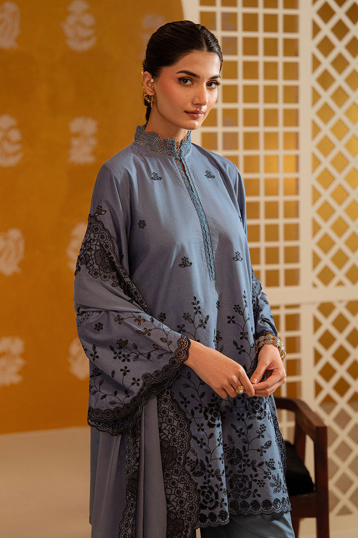 Cross Stitch - Beryl Dusk Chikankari Lawn Unstitch Suit For Women - 3 Piece