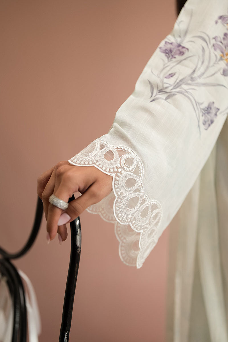 Cross Stitch - Violet Vista Silk Suit For Women - White - 2 Piece - Studio by TCS