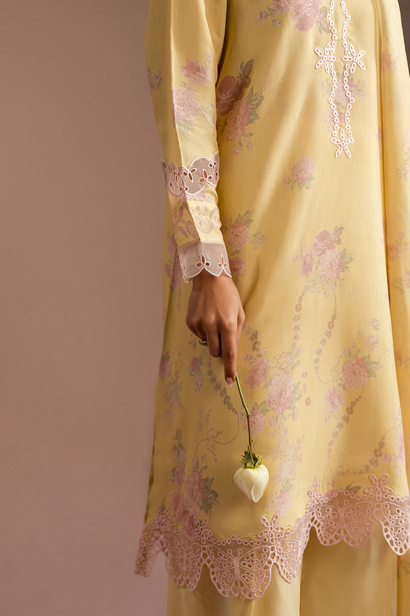 Cross Stitch - Sunset Garden Silk Suit For Women - Yellow - 2 Piece - Studio by TCS