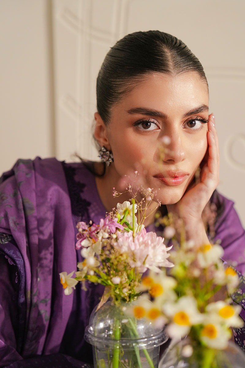 Cross Stitch - Deep Carnation Digital Print Lawn Unstitch Suit For Women - 3 Piece