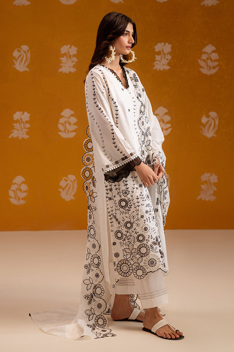 Cross Stitch - Pristine Noir Chikankari Lawn Unstitch Suit For Women - 3 Piece