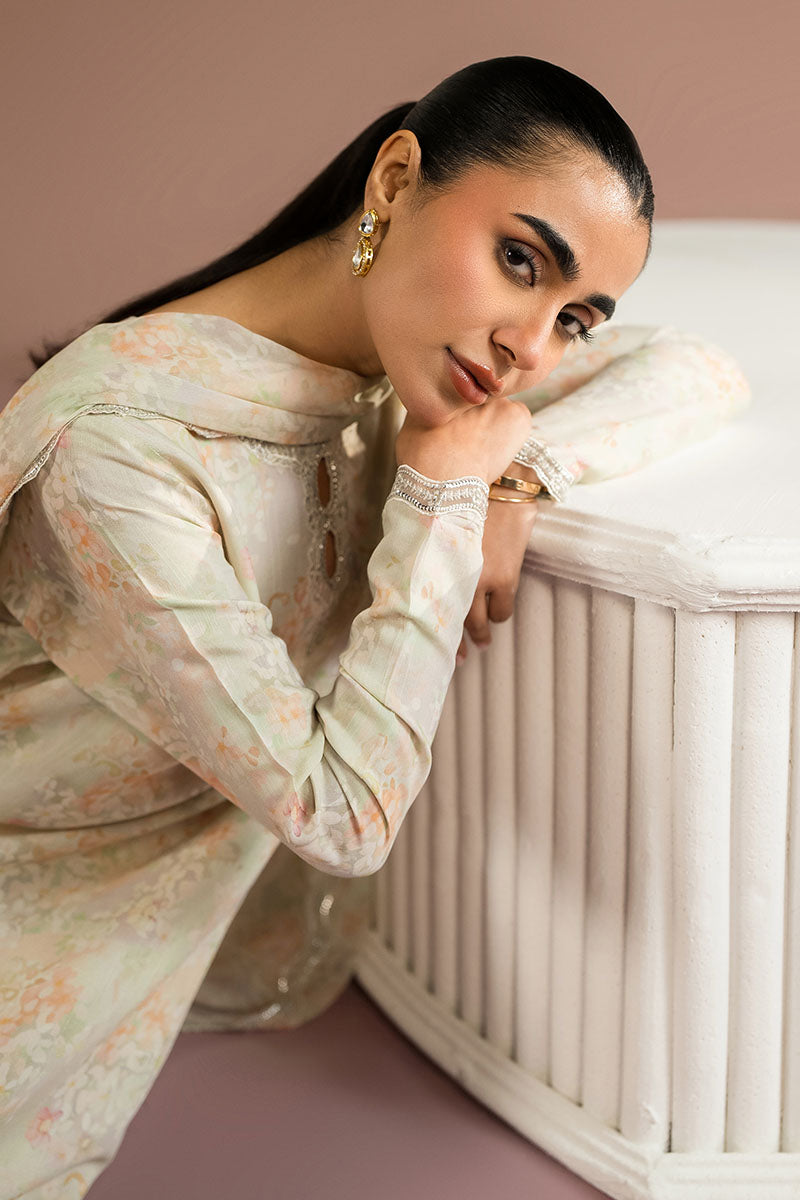 Cross Stitch - Vanilla Bloom Silk Suit For Women - White - 2 Piece - Studio by TCS