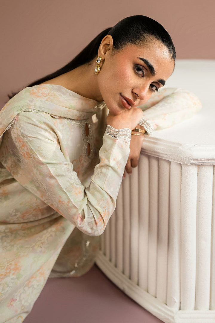 Cross Stitch - Vanilla Bloom Silk Suit For Women - White - 2 Piece - Studio by TCS