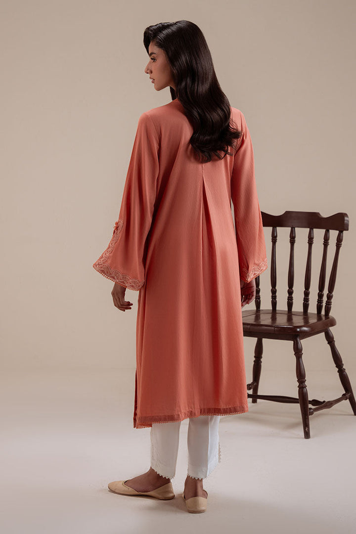 Cross Stitch - Caramel Glow Dyed Lawn Shirt For Women - Orange - 1 Piece