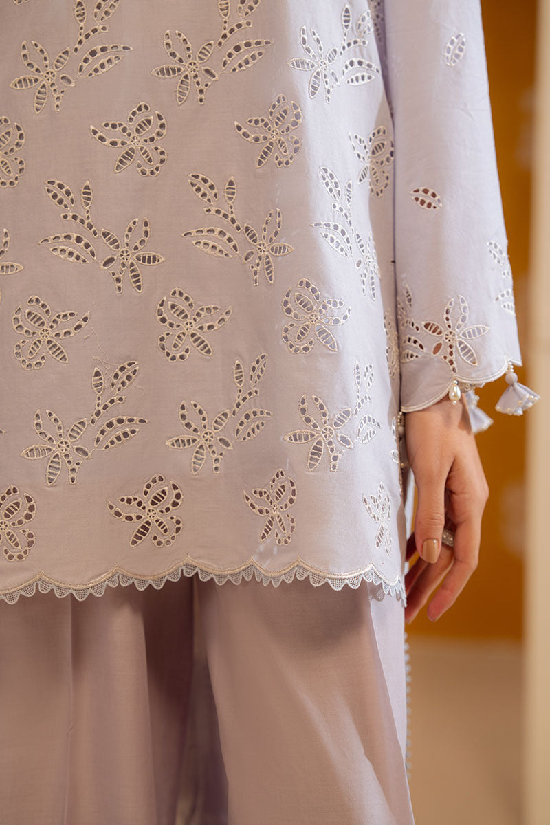 Cross Stitch - Lavender Ash Chikankari Lawn Unstitch Suit For Women - 3 Piece