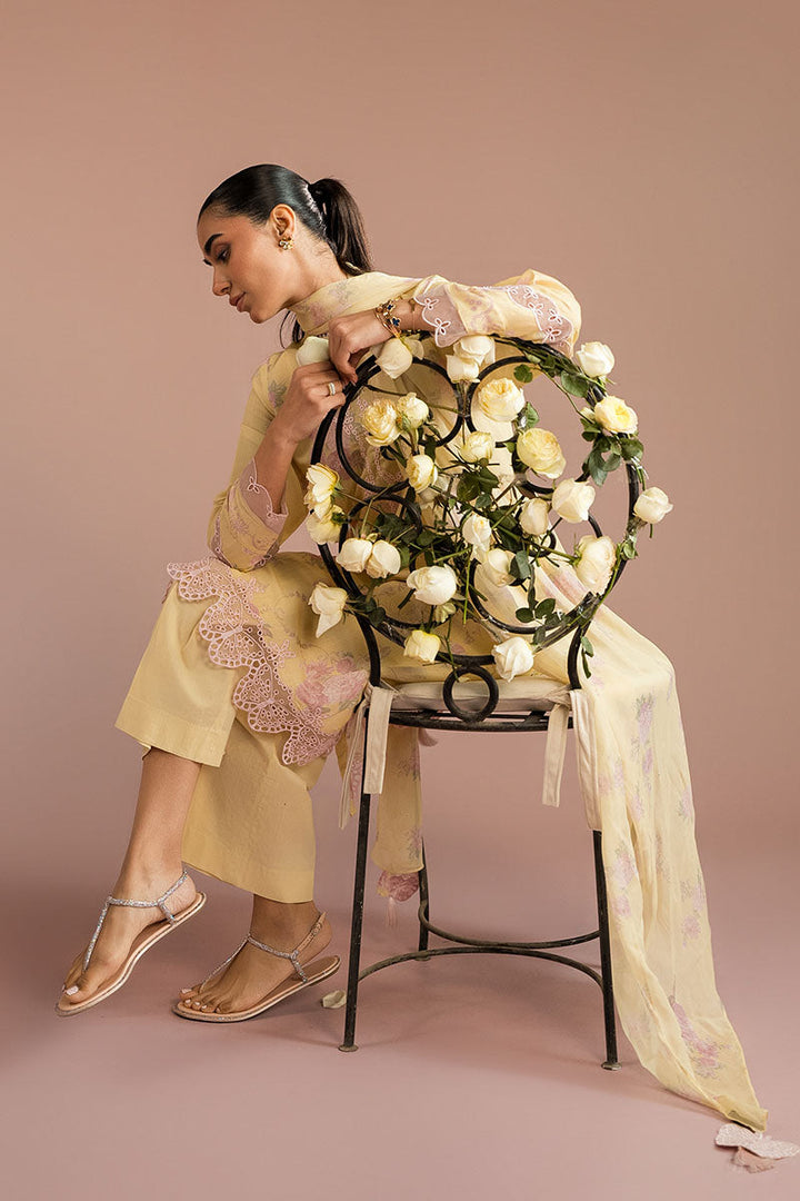 Cross Stitch - Sunset Garden Silk Suit For Women - Yellow - 2 Piece - Studio by TCS