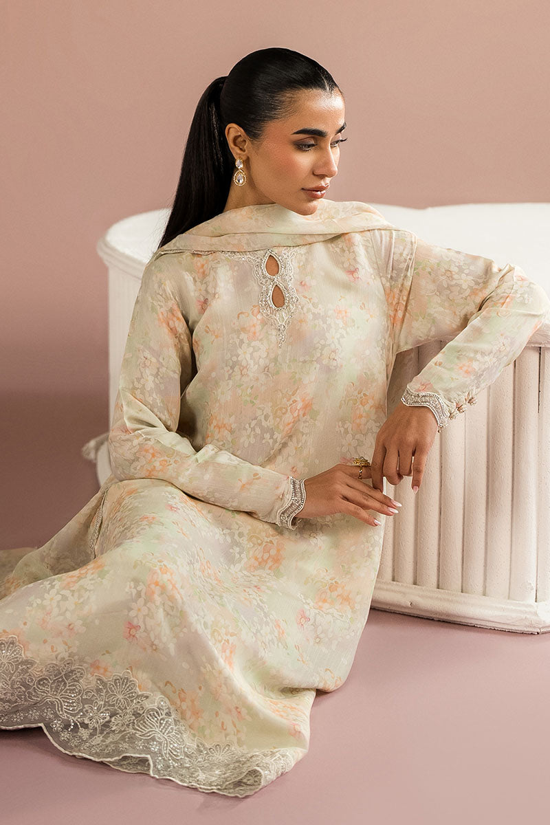 Cross Stitch - Vanilla Bloom Silk Suit For Women - White - 2 Piece - Studio by TCS