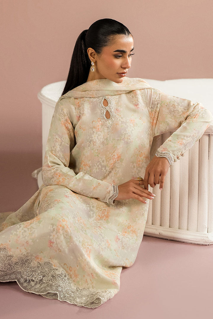 Cross Stitch - Vanilla Bloom Silk Suit For Women - White - 2 Piece - Studio by TCS