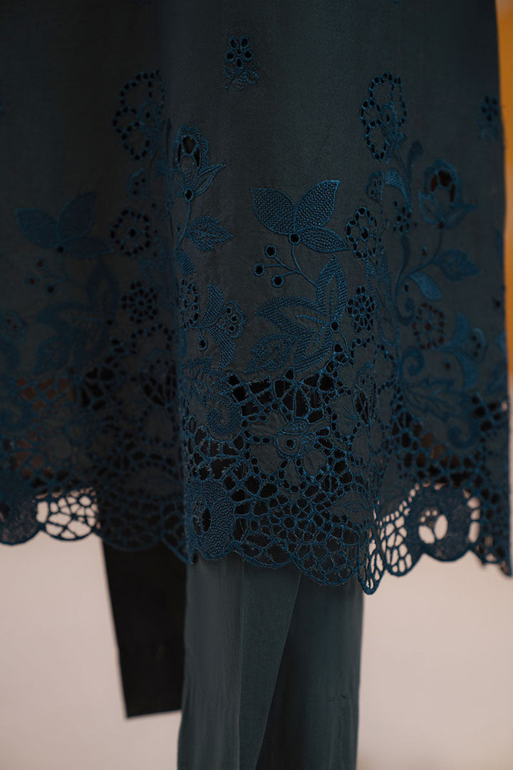 Cross Stitch - Deep Teal Chikankari Lawn Unstitch Suit For Women - 3 Piece