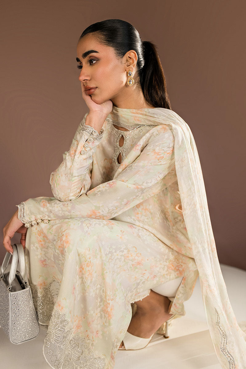 Cross Stitch - Vanilla Bloom Silk Suit For Women - White - 2 Piece - Studio by TCS