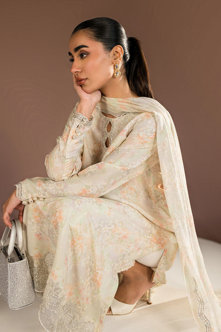 Cross Stitch - Vanilla Bloom Silk Suit For Women - White - 2 Piece - Studio by TCS