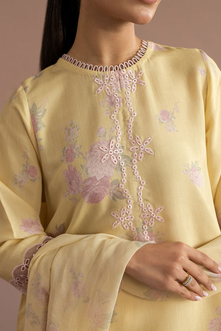 Cross Stitch - Sunset Garden Silk Suit For Women - Yellow - 2 Piece - Studio by TCS