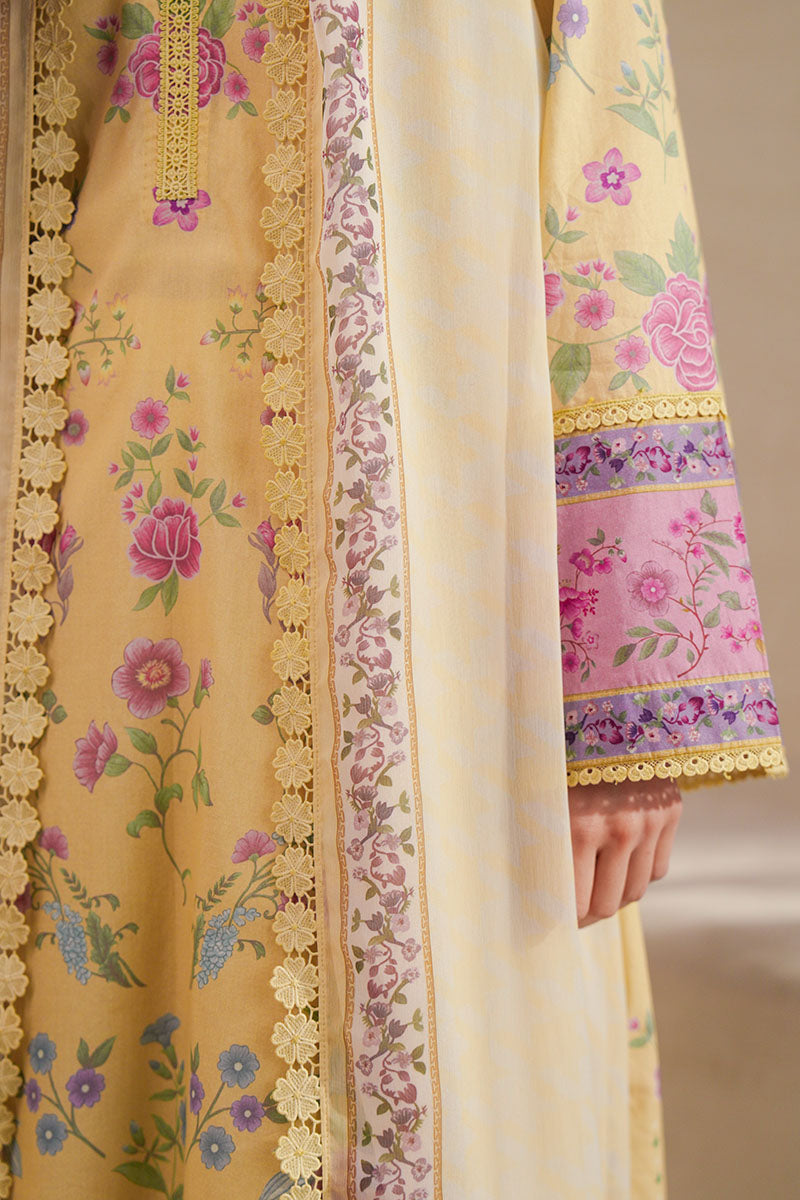 Cross Stitch - Pastel Bloom Digital Print Lawn Unstitch Suit For Women - 3 Piece