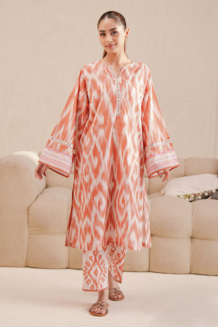 Cross Stitch - Saffron Fade Digital Print Lawn Unstitch Suit For Women - 2 Piece