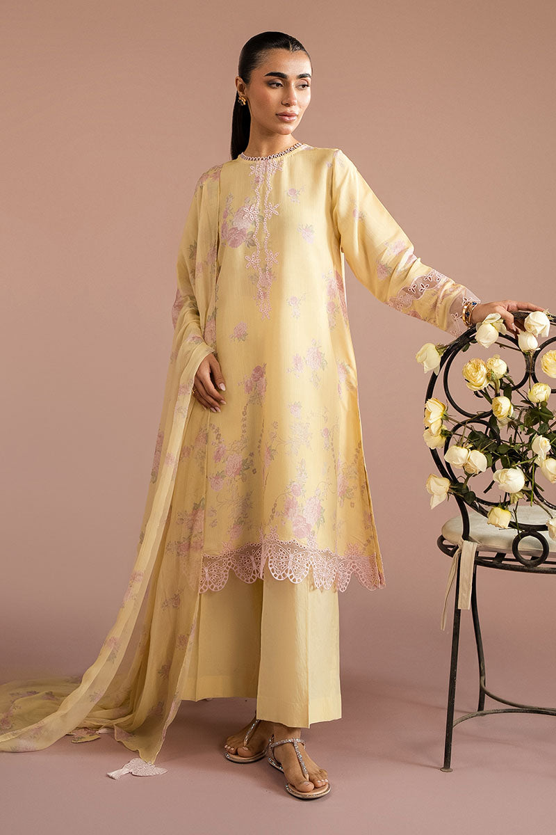 Cross Stitch - Sunset Garden Silk Suit For Women - Yellow - 2 Piece - Studio by TCS