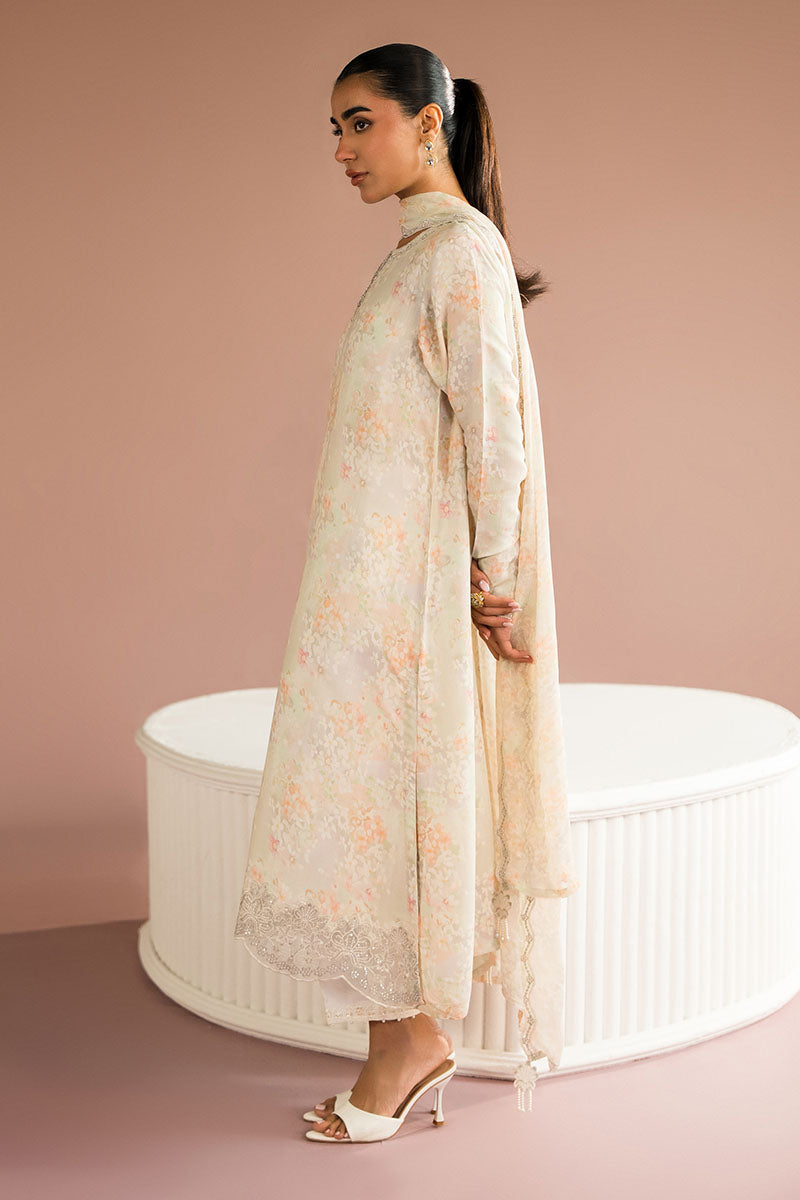 Cross Stitch - Vanilla Bloom Silk Suit For Women - White - 2 Piece - Studio by TCS