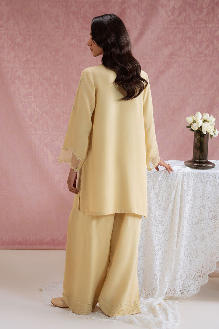 Cross Stitch - Earth Linen Silk Suit For Women - Yellow - 2 Piece