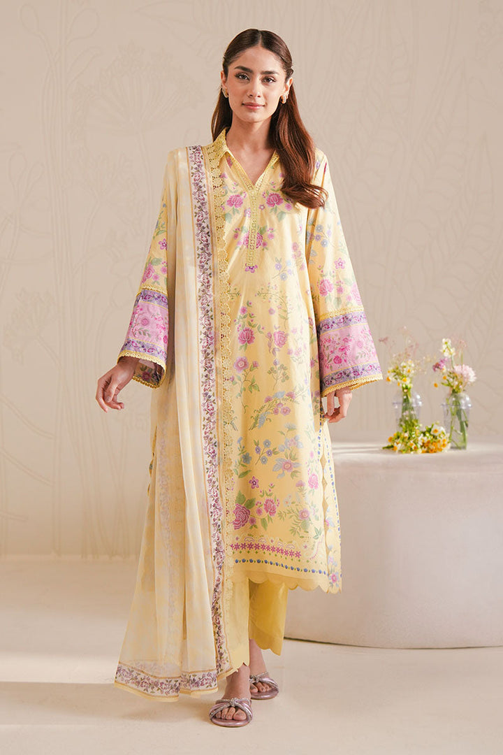 Cross Stitch - Pastel Bloom Digital Print Lawn Unstitch Suit For Women - 3 Piece