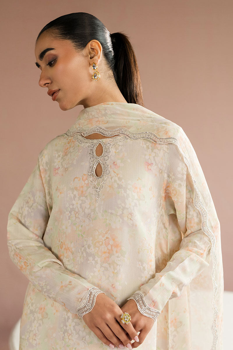 Cross Stitch - Vanilla Bloom Silk Suit For Women - White - 2 Piece - Studio by TCS