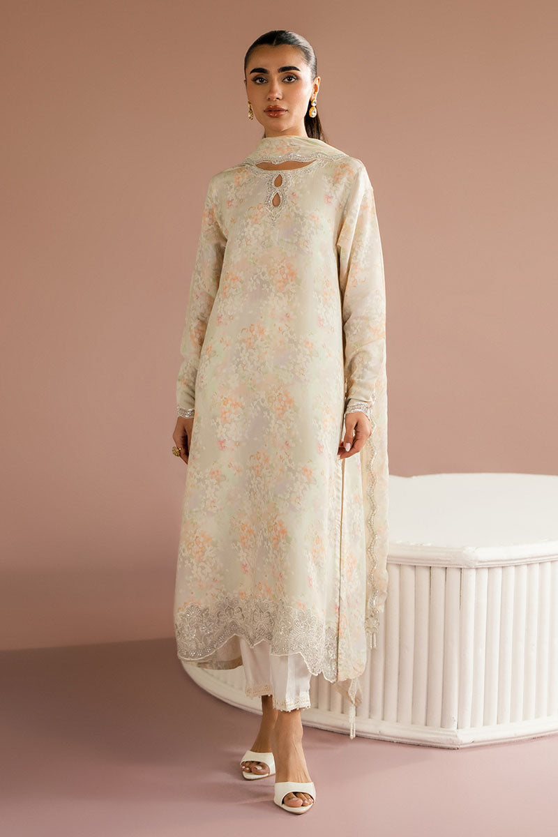 Cross Stitch - Vanilla Bloom Silk Suit For Women - White - 2 Piece - Studio by TCS