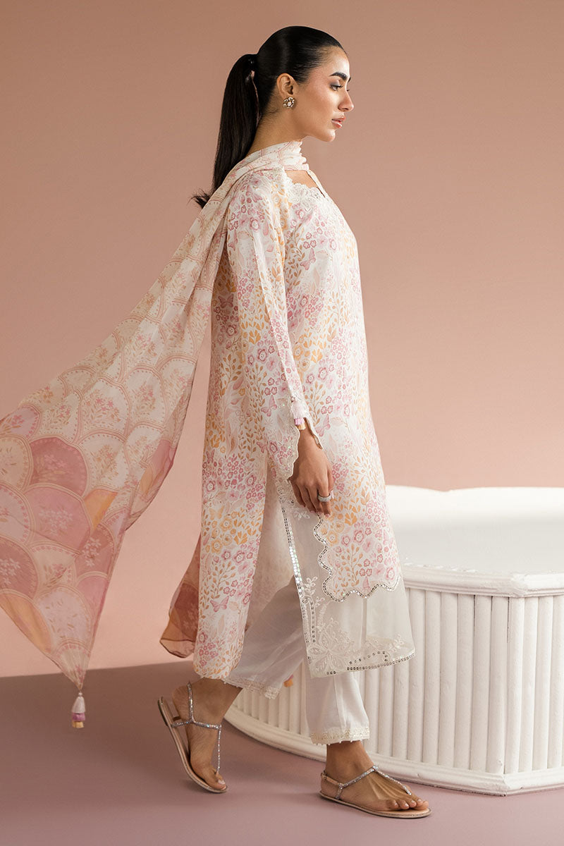 Cross Stitch - Rainbow Burst Silk Suit For Women - White - 2 Piece - Studio by TCS