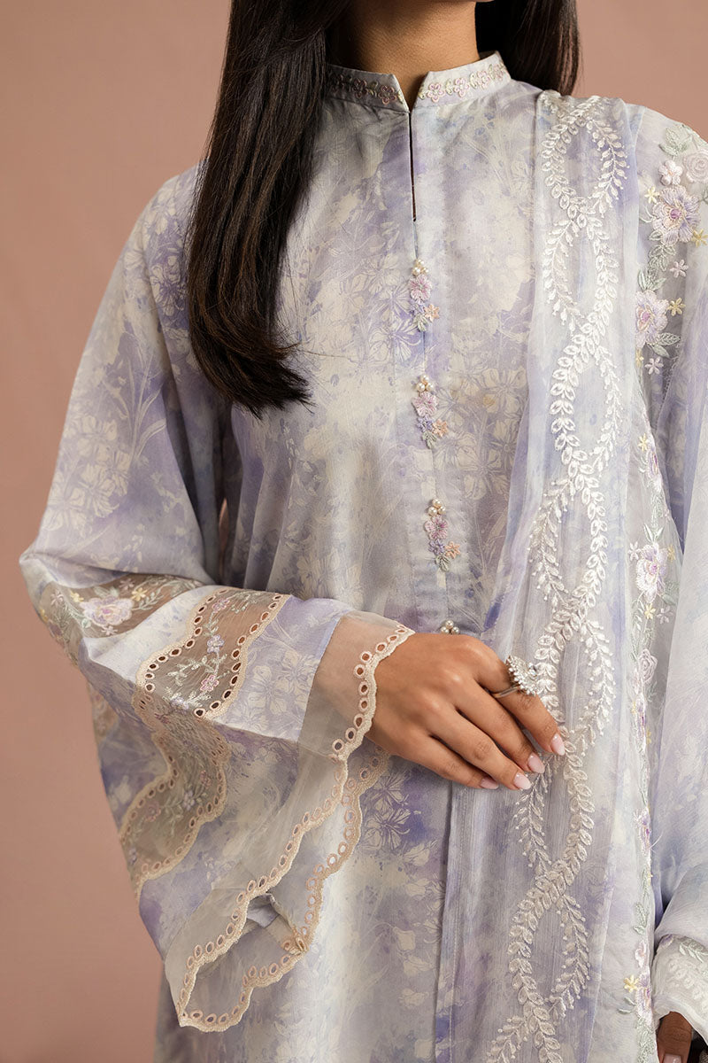 Cross Stitch - Shadow Bloom Silk Suit For Women - Purple - 2 Piece - Studio by TCS