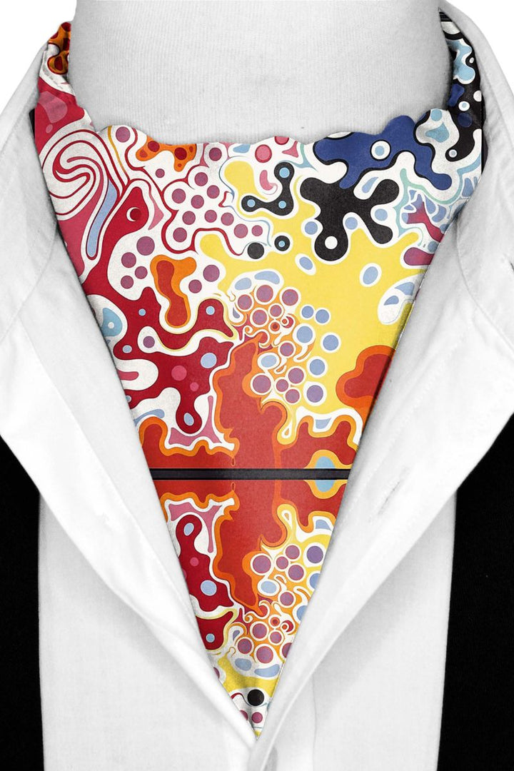 Black Wolf - ABSTRACT KEYNOTE SILK ASCOT - White - 1 Piece