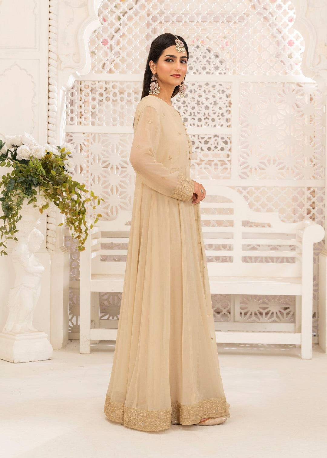 Laleen Hamnawah Pishwas Beige 3 Piece