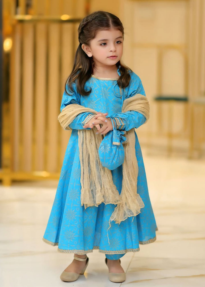 Modest - Cotton Suit For Girl - Blue - 3 Piece