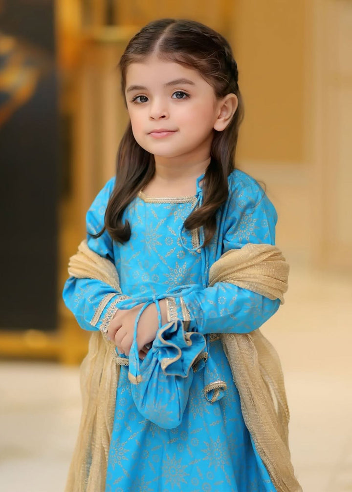 Modest - Cotton Suit For Girl - Blue - 3 Piece