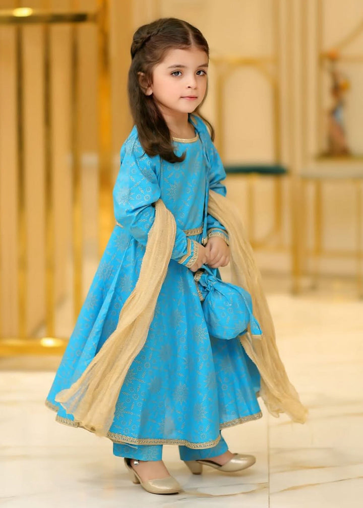 Modest - Cotton Suit For Girl - Blue - 3 Piece