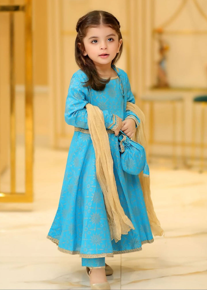 Modest - Cotton Suit For Girl - Blue - 3 Piece