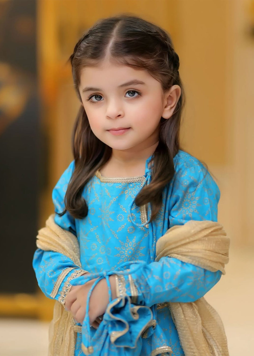 Modest - Cotton Suit For Girl - Blue - 3 Piece