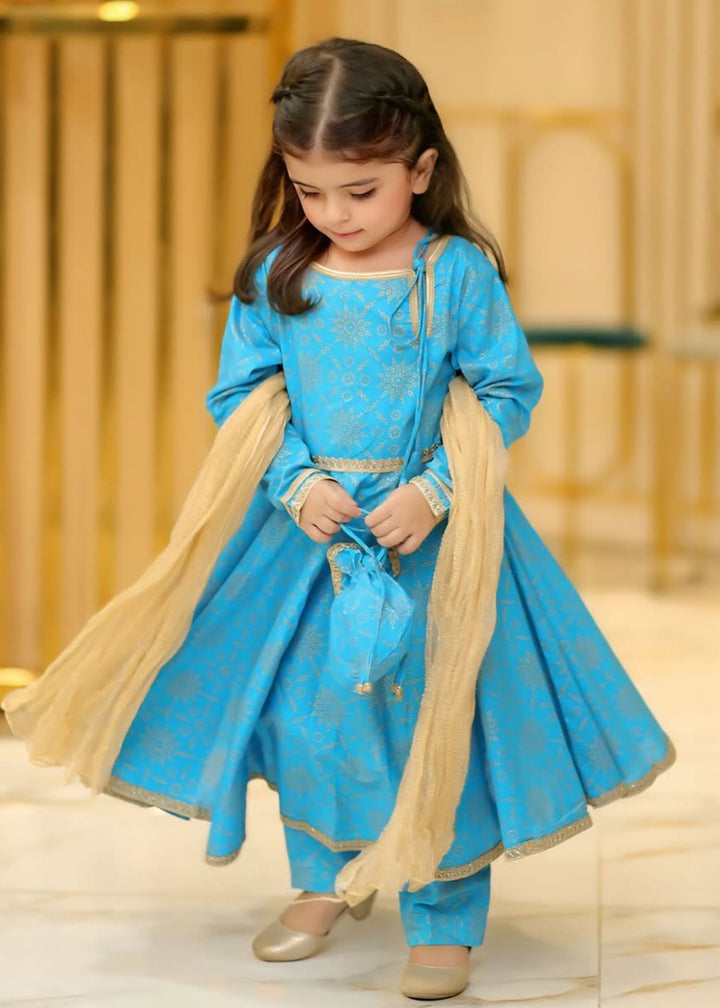 Modest - Cotton Suit For Girl - Blue - 3 Piece