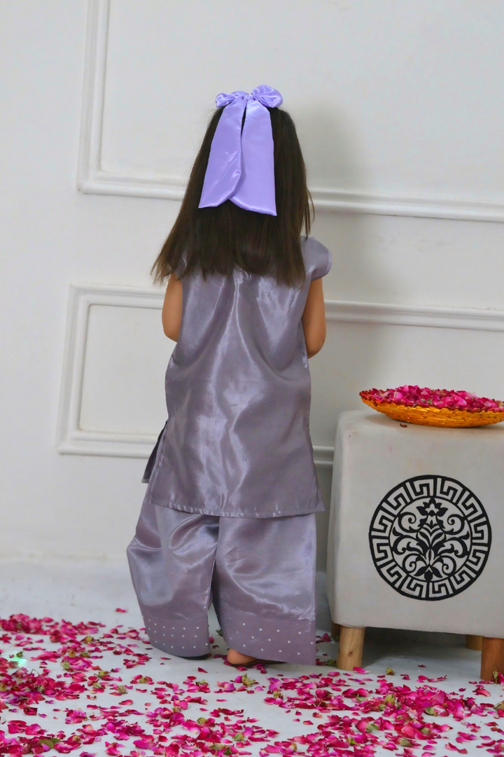 Mom4little - Lavender Katan Farshi shalwar set - 2 Piece