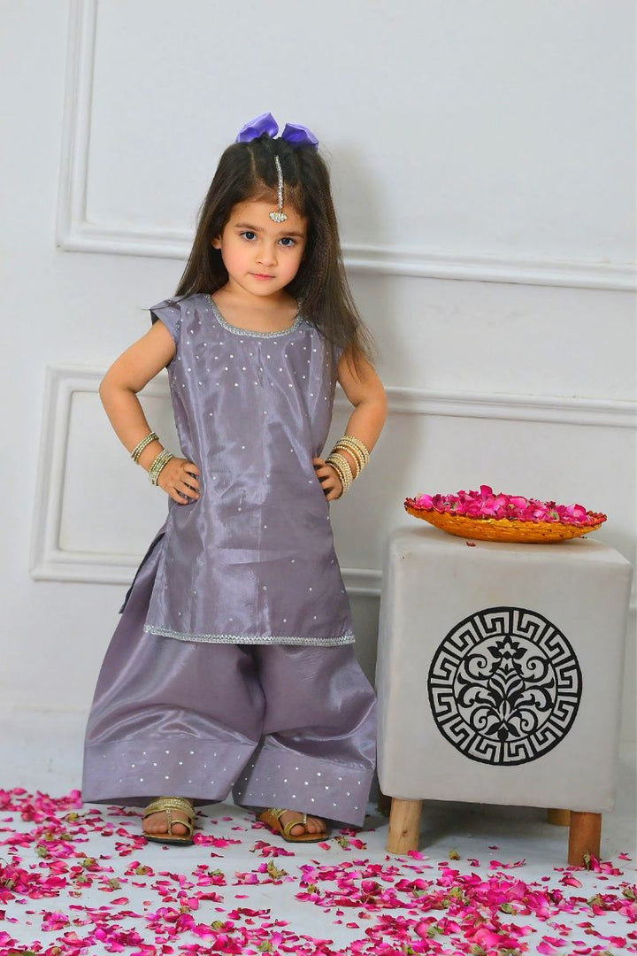 Mom4little - Lavender Katan Farshi shalwar set - 2 Piece