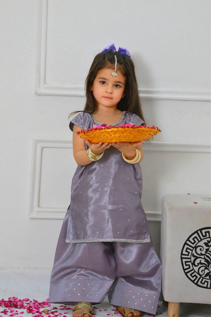 Mom4little - Lavender Katan Farshi shalwar set - 2 Piece