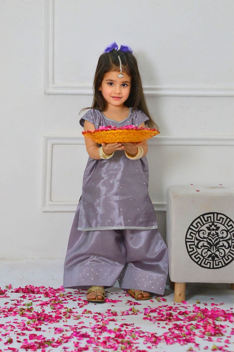Mom4little - Lavender Katan Farshi shalwar set - 2 Piece
