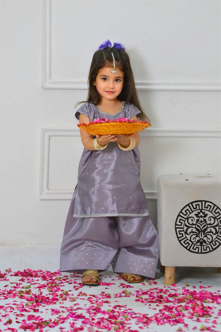 Mom4little - Lavender Katan Farshi shalwar set - 2 Piece