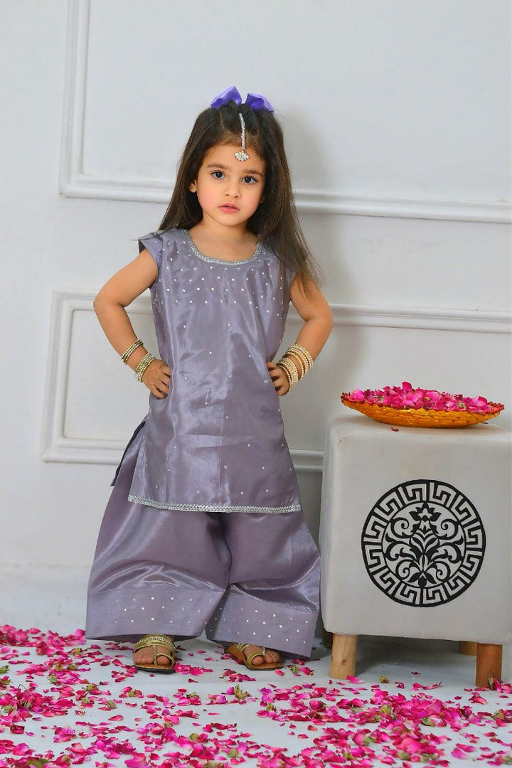 Mom4little - Lavender Katan Farshi shalwar set - 2 Piece