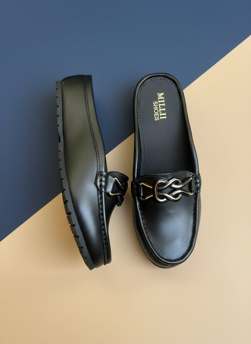 Milli Shoes - Dress Mule With Buckle Black Mule For Women