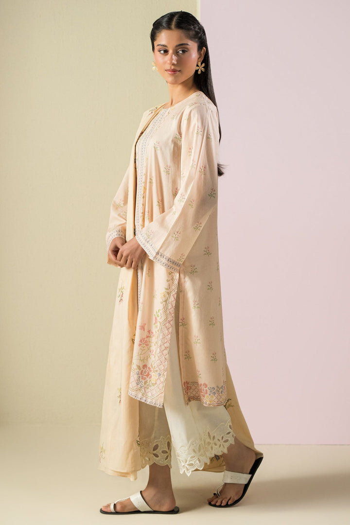 Cross Stitch - Lawn Pastel Threads  Suit For Women - Peach - 2 Piece - Studio by TCS