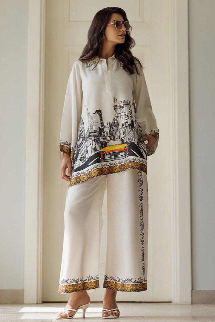 Deepak Perwani - Newyork - Korean Silk - White - 2 Piece