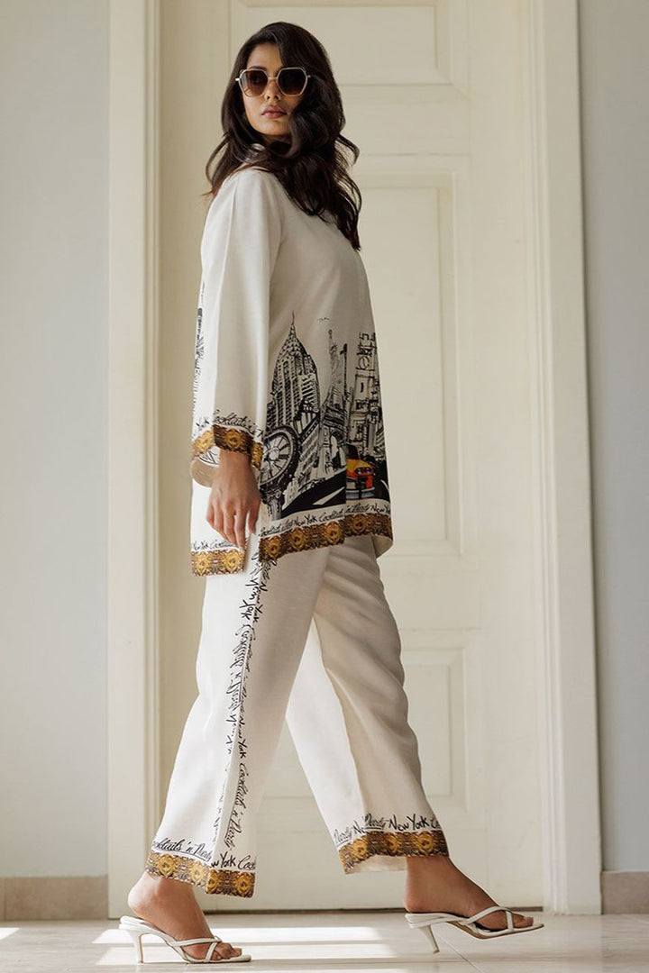 Deepak Perwani - Newyork - Korean Silk - White - 2 Piece